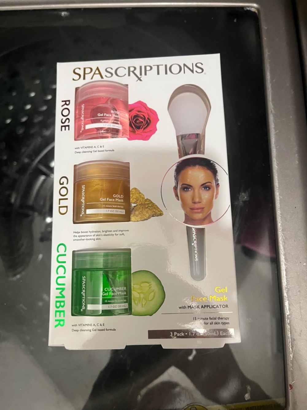 SPASCRIPTIONS Rose Gold Cucumber Gel Face Mask 3-Pack
